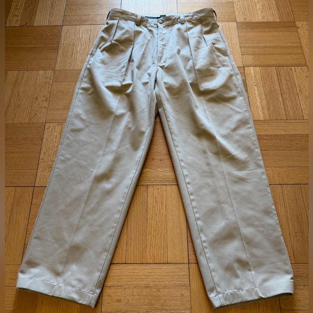 Polo by Ralph Lauren Stone Beige Pleated Chino Trousers Wide Leg